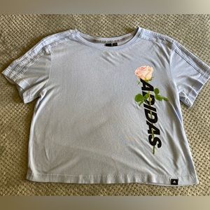 Adidas Work In Progress Essentials Floral Graphic Tee T-Shirt Light Blue Large